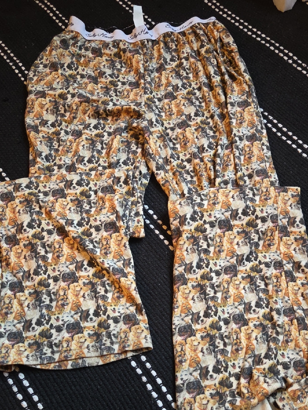 Salty Honey Dog Print Pajama Pants in Cream and Golden Brown